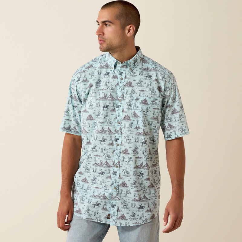 Ariat Blue Glow Western Print SS Shirt