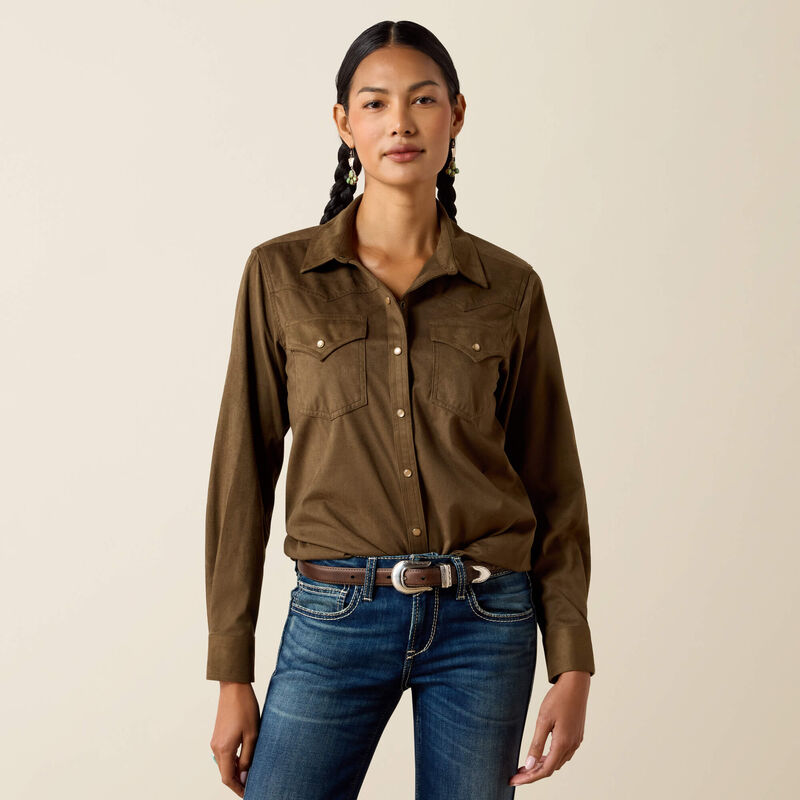 Ariat Olive Suede Western Snap Shirt