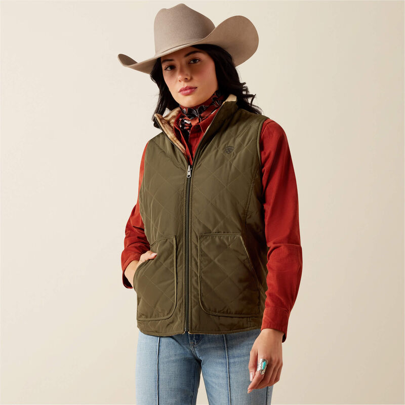 Ariat Revsble Vest Ivy Grn/Horse Print