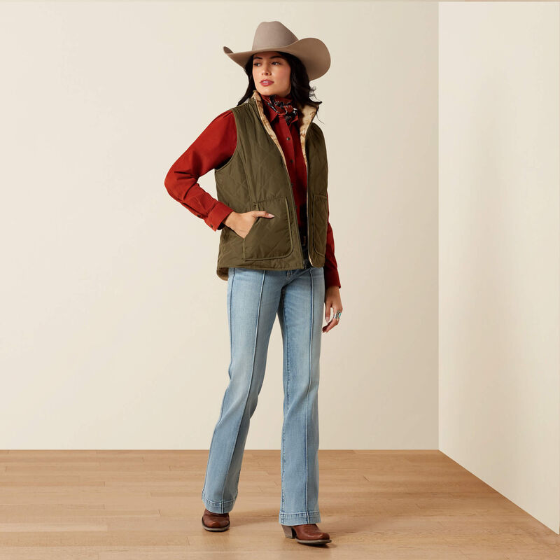 Ariat Revsble Vest Ivy Grn/Horse Print