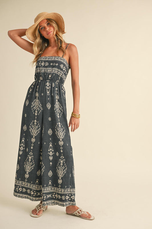 Klesis Black Smocked Jumpsuit