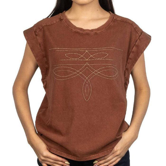 Panhandle Slim Boot Stitch Embroidered Tee Taupe