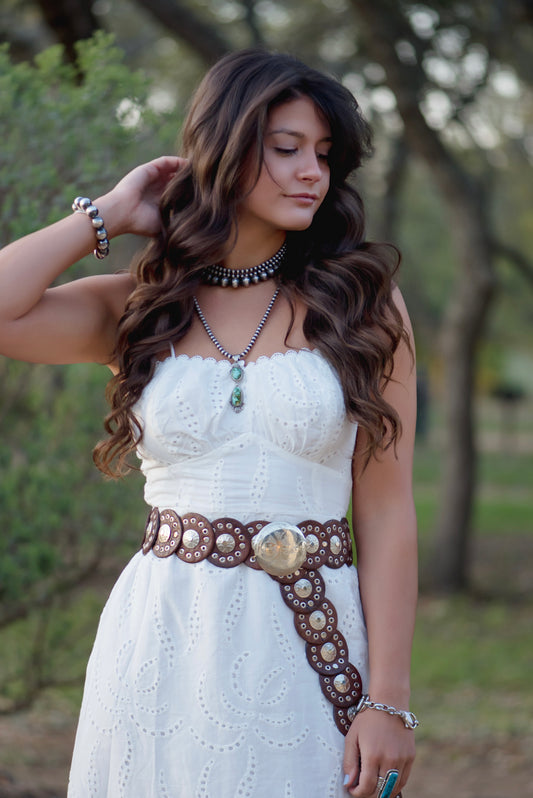 Dairi Brown Medium Leather Disc Belt