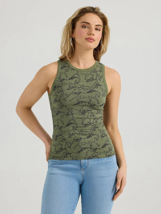 Wrangler Olive Horse Ribbed Tank