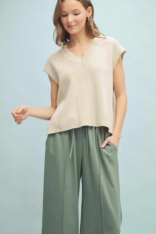 Wishlist Sand Sweater Button Vest