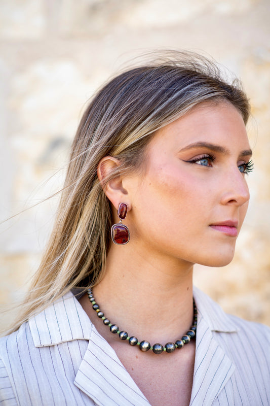 Two Stone Spiny Oyster Earrings