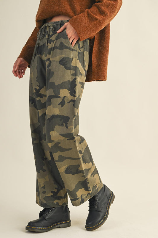 Mustard Seed Camo Front Tie pants