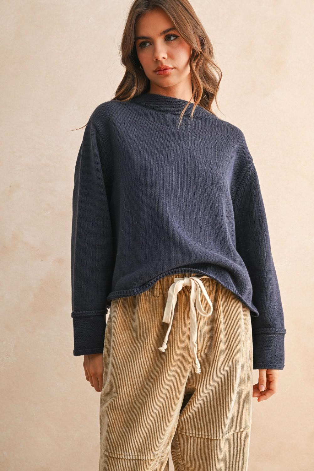 Miou Muse Navy Cotton Sweater