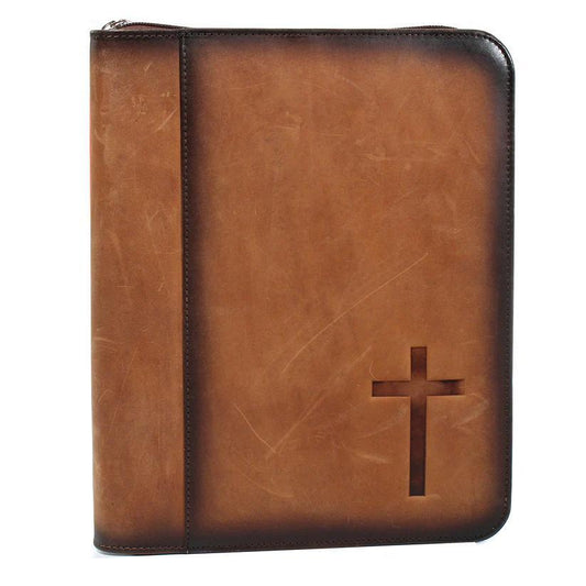 Nocona Leather Stained Cross Bible Cover