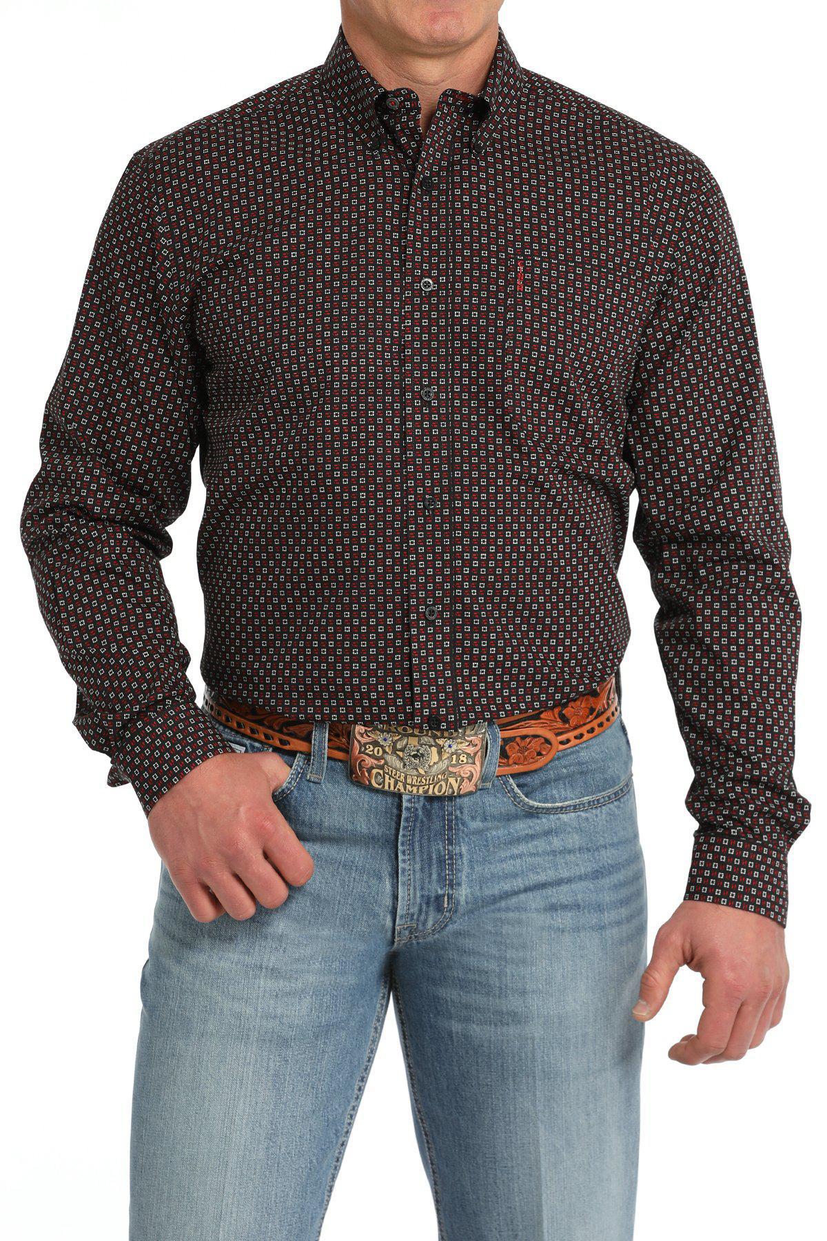 Cinch Modern Fit Black/Red Geo Print