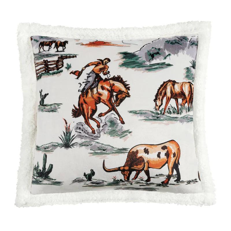 Hi End Western Ranch Life Sherpa Pillow