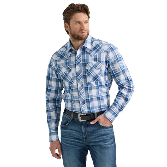 Wrangler Blue Plaid Snap Shirt