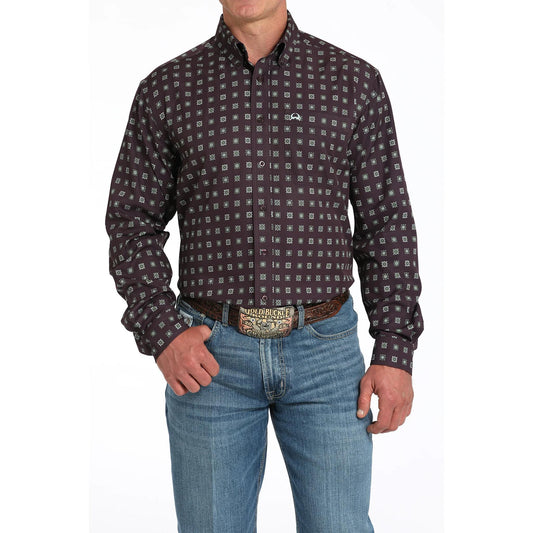Cinch Purple Geo Print Arena Flex Shirt