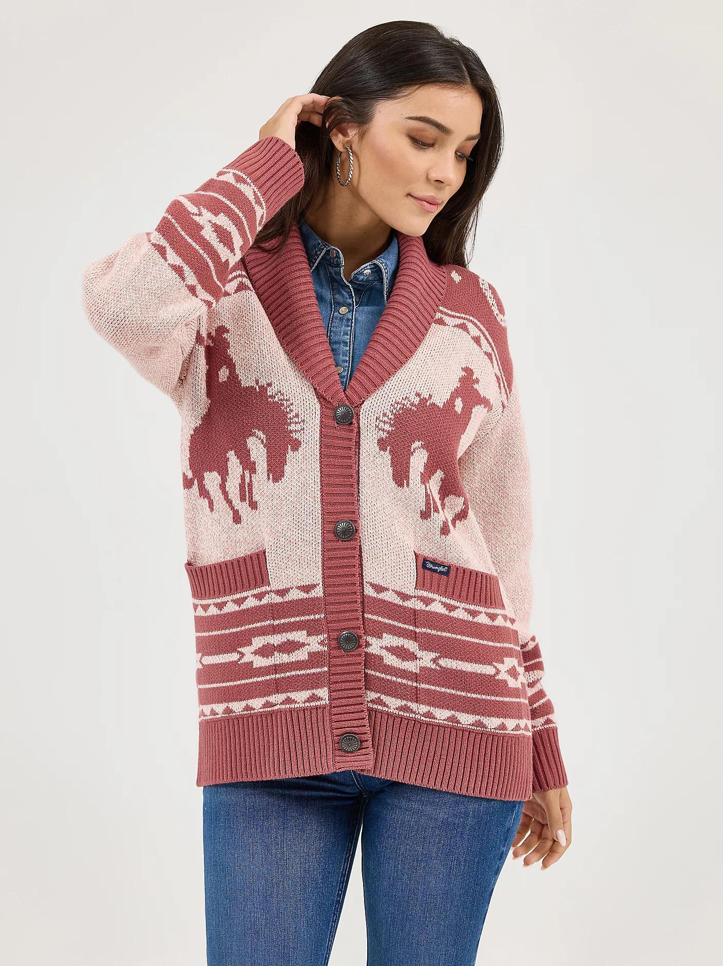 Wrangler Pink Western Retro Cardigan