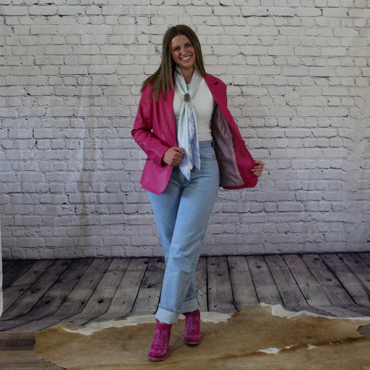 Pink Leather Blazer