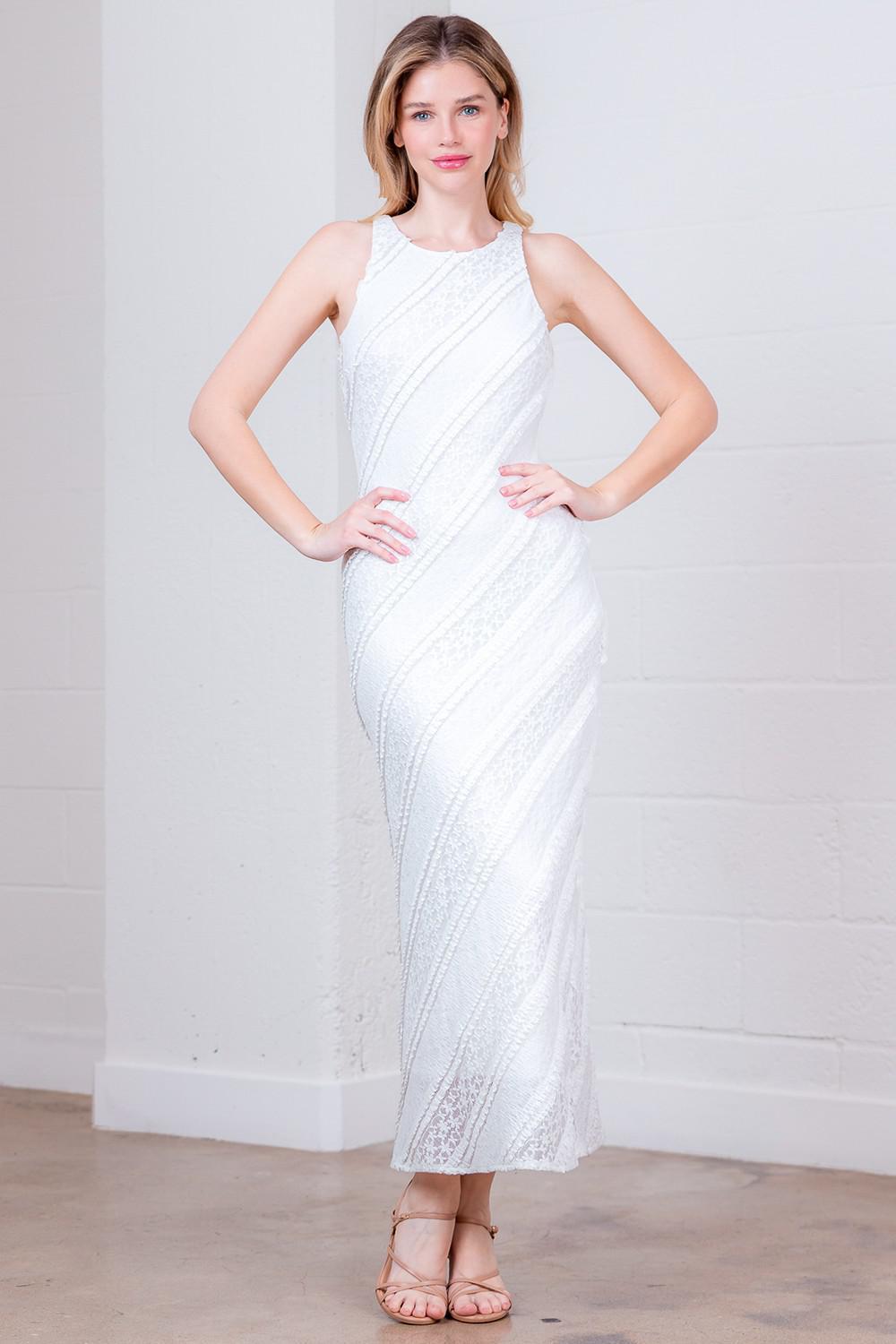 Taelynn White Lace Fitted Dress
