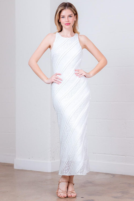 Taelynn White Lace Fitted Dress