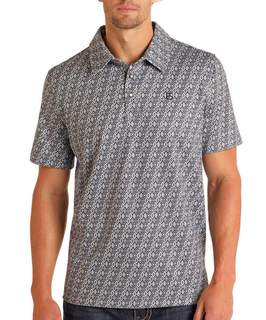Panhandle Black Diamond Print Snap Polo