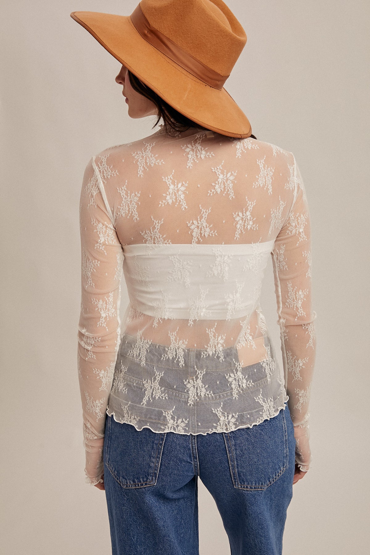 H&T White Lace Mesh Top