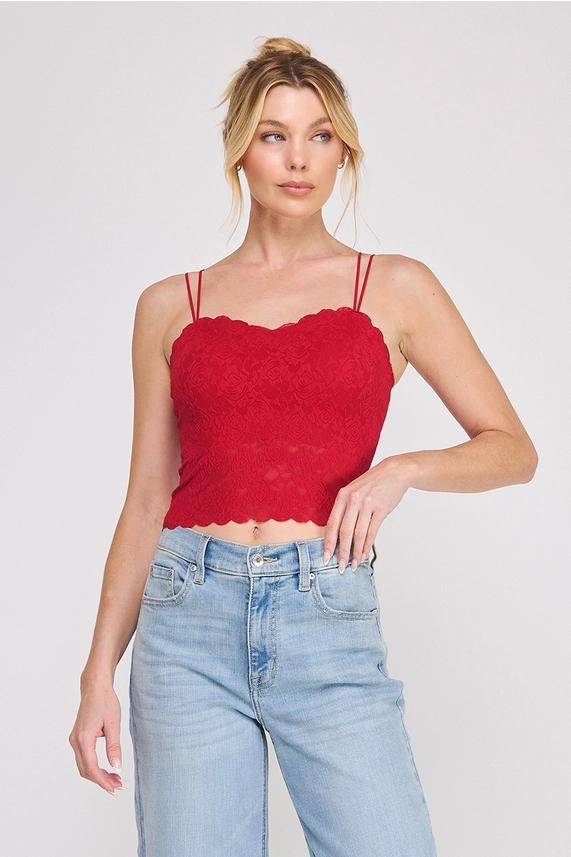 AR Red Jacquard Lace Scallop Bralette