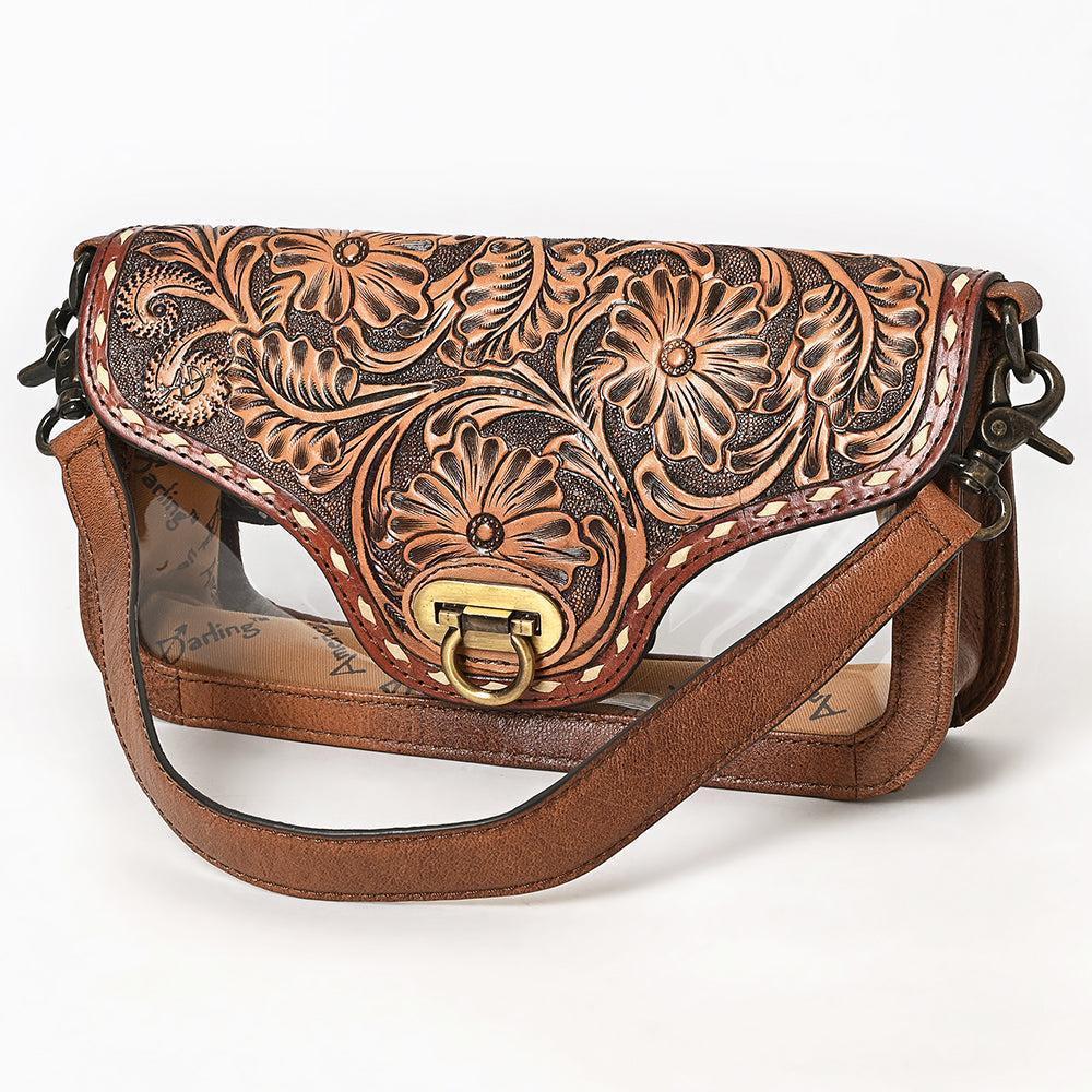AD Clear Tooled Shoulder Handbag