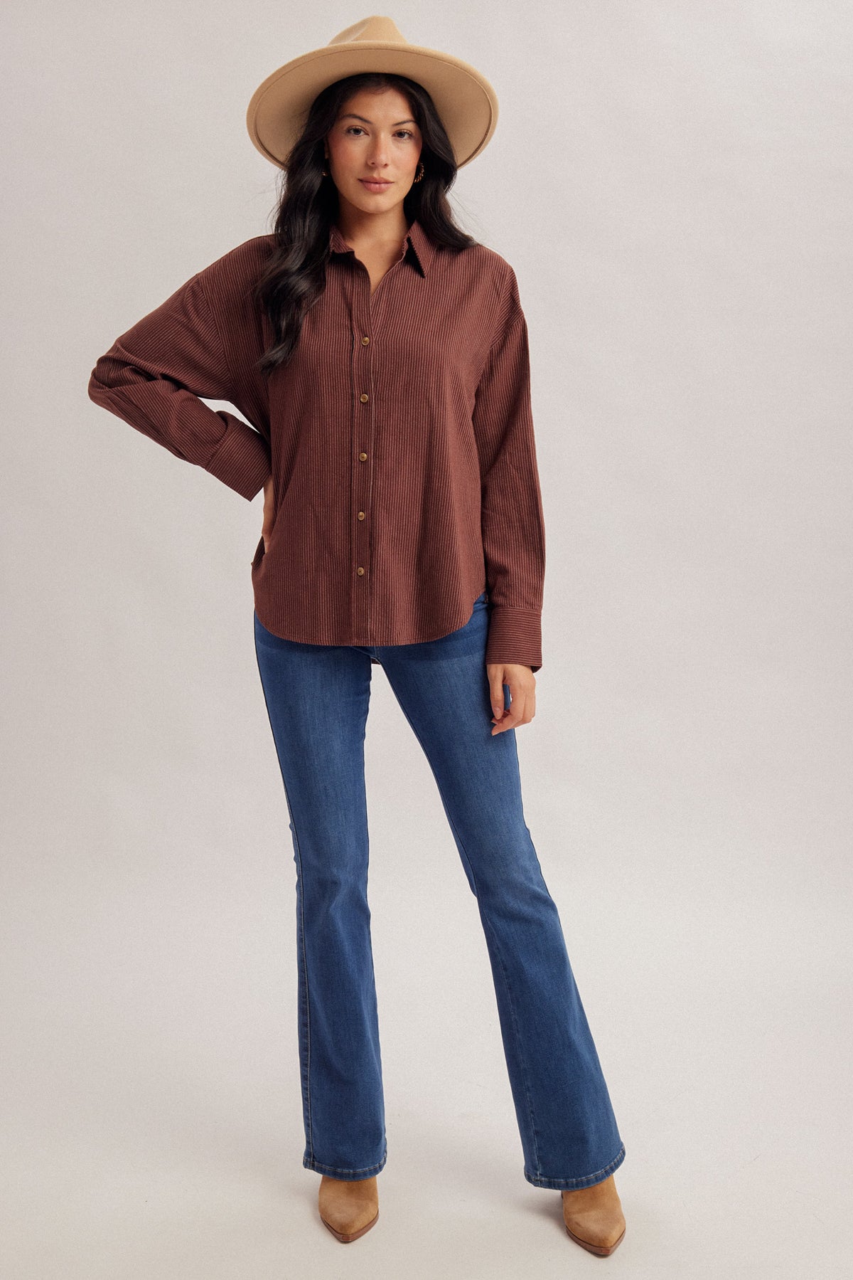 H&T Brown Pin Stripe Shirt