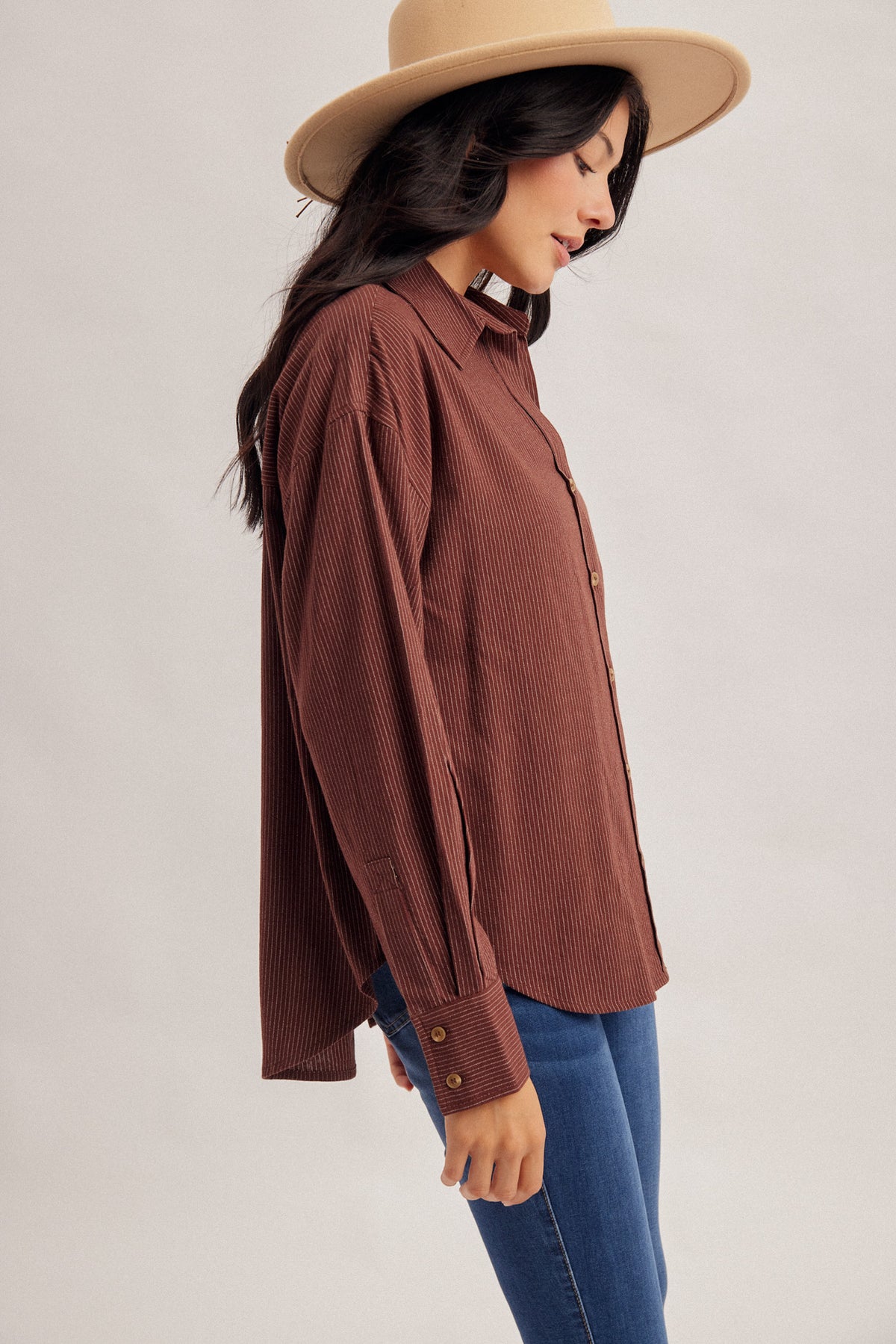 H&T Brown Pin Stripe Shirt