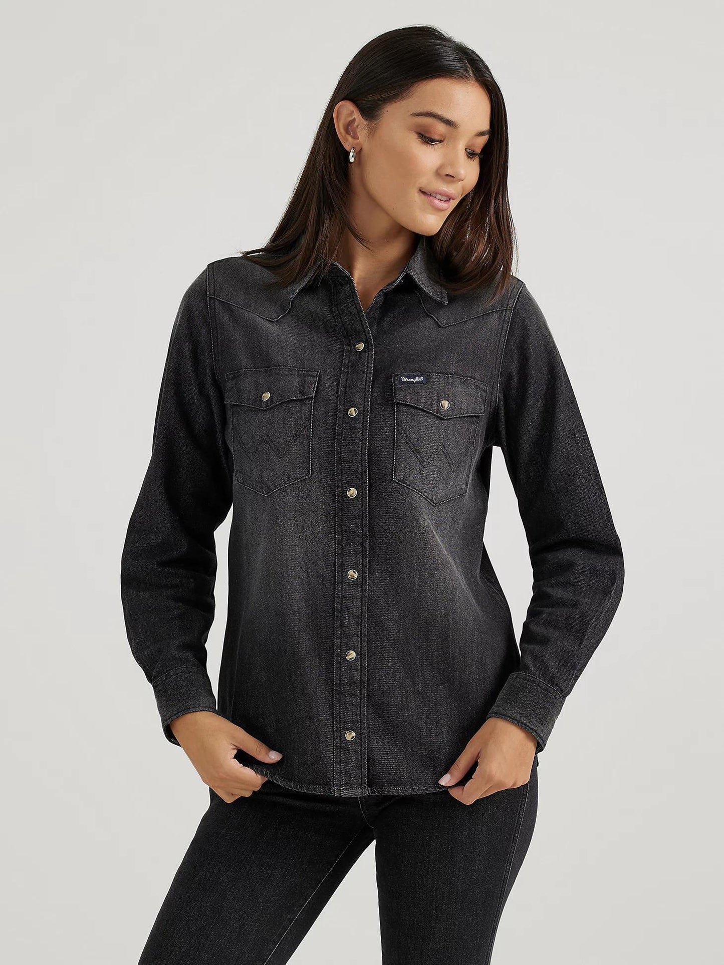 Wrangler Black Denim Snap Shirt