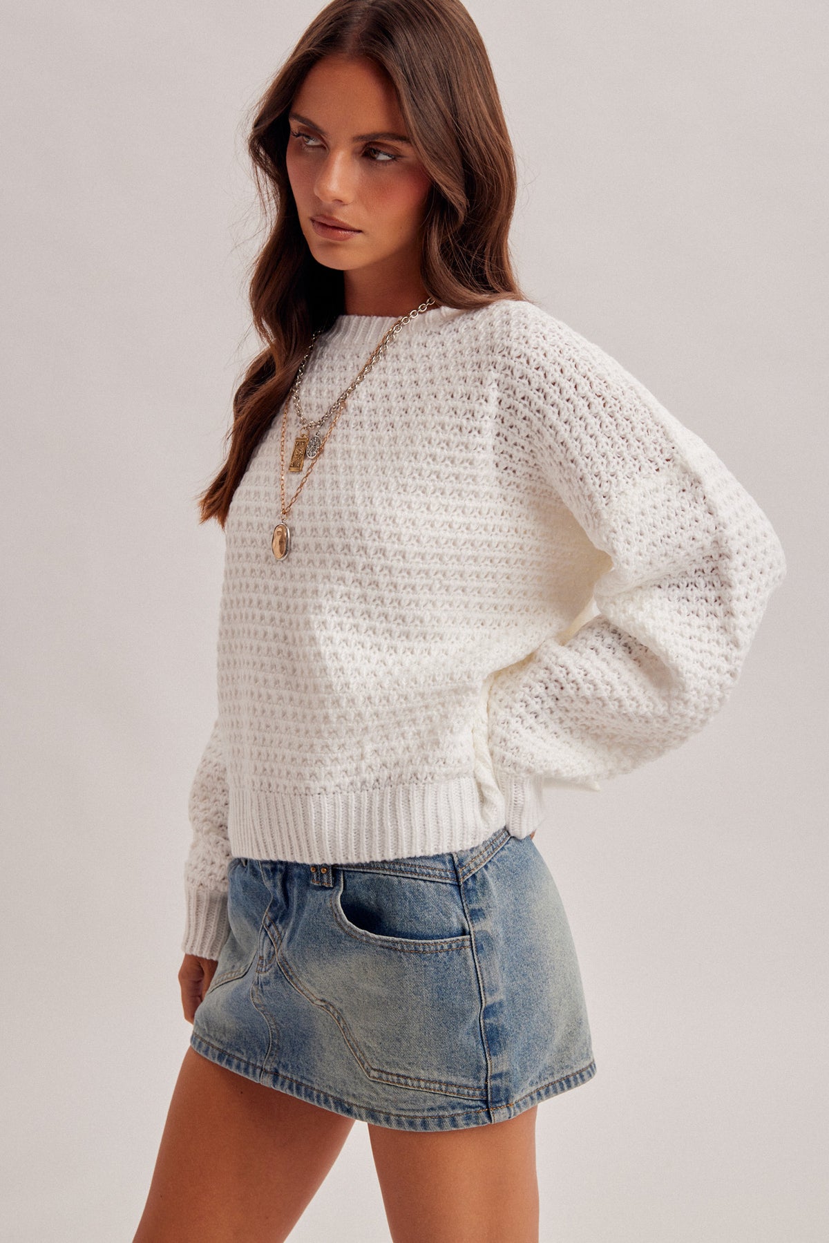 H&T White Knit Sweater