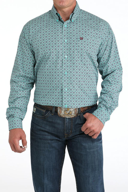 Cinch Turquoise/Purple Geo Print Shirt