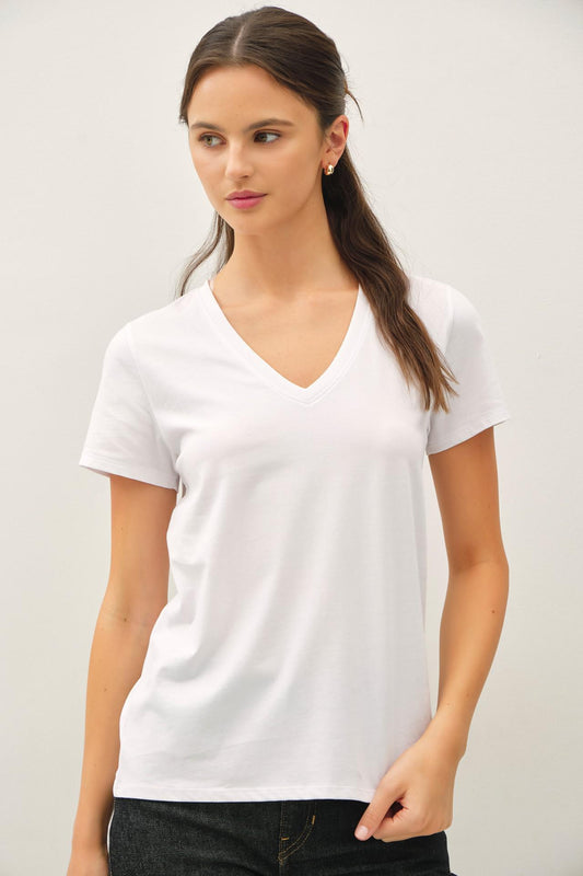 Be Cool Cotton Jersey V-neck T-shirt White