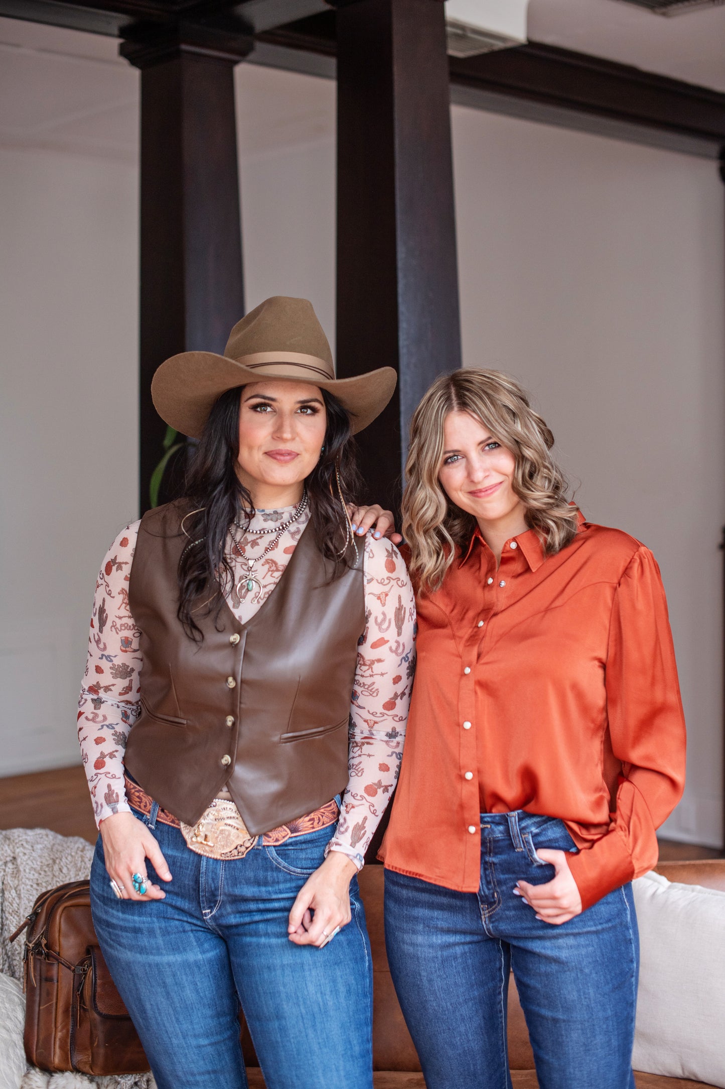 Wrangler Burnt Orange Satin Blouse