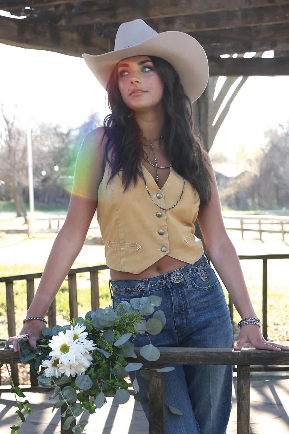 Cruel Girl Gold Vest Concho Buttons