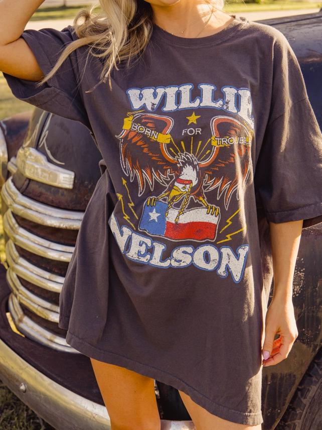 LivyLu Willie Nelson Born For Trouble Tee