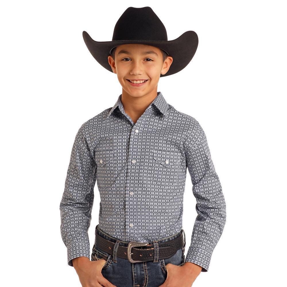 Panhandle Boy's Diamond Print Snap Shirt