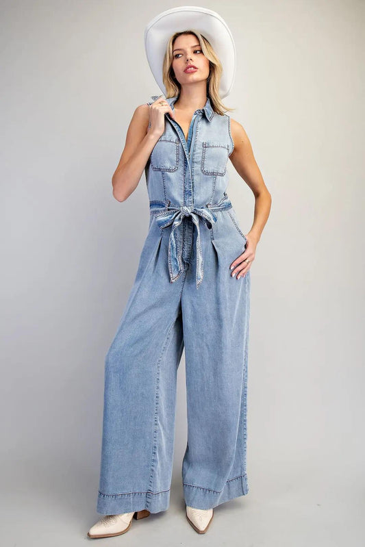 Eesome Washed Denim Jumpsuit