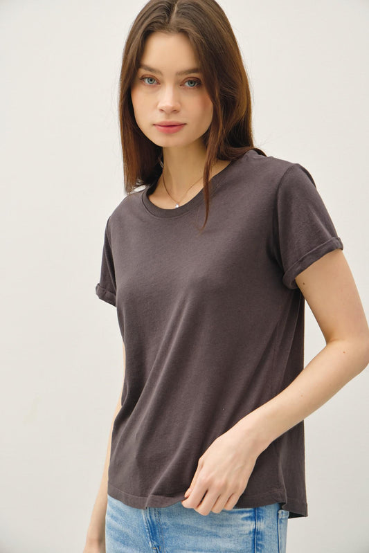 Be Cool Rolled Sleeve Tee Charcoal