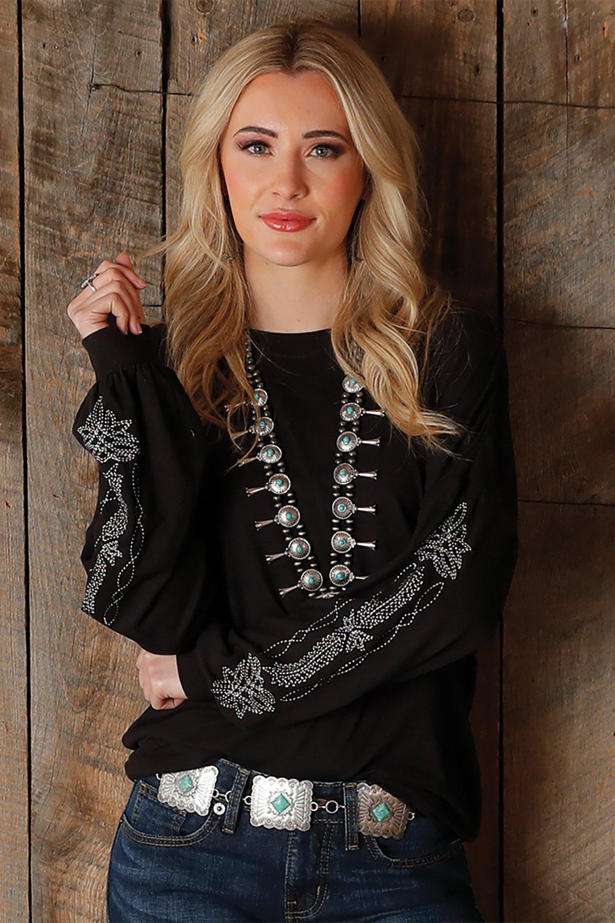 Cruel Black Western Stitch Sweater