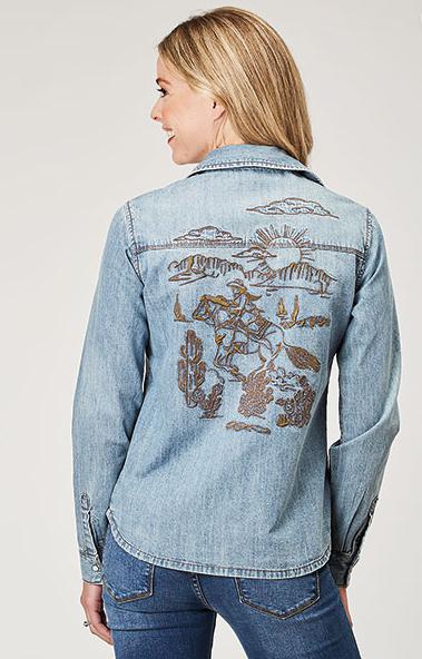 Stetson Denim Desert Scene Shirt