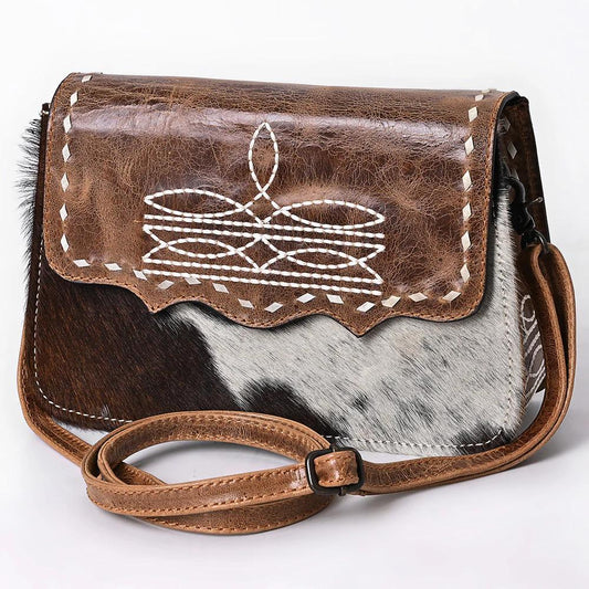 AD Cowhide Western Stitch Crossbody