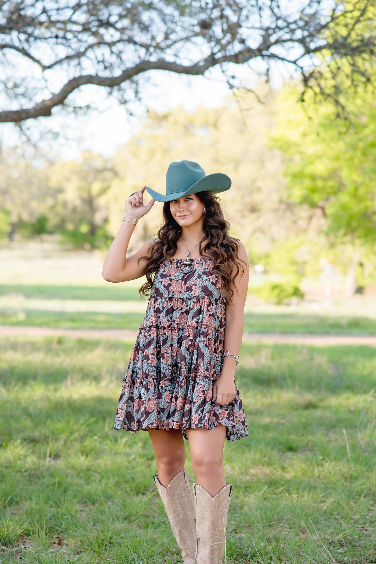 Wishlist Brown Floral Tiered Sun Dress
