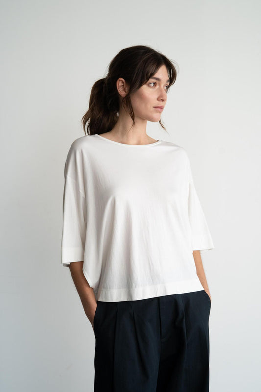 Elle Grey White Easy Fit Button Top