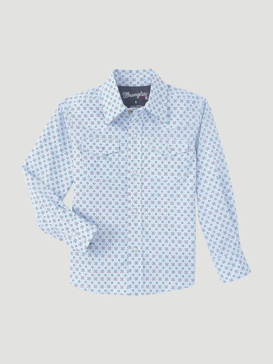 Wrangler Boys Blue Geo Print Shirt