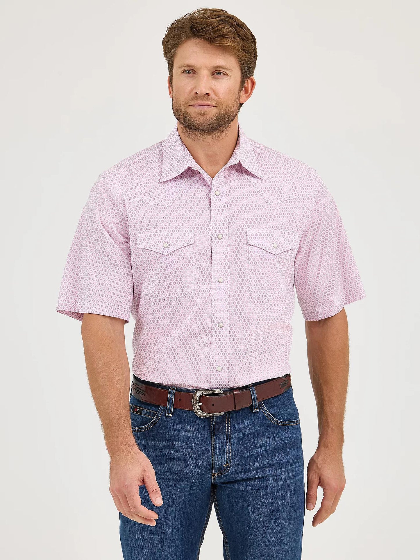 Wrangler Pink Sangria Burst Snap Shirt