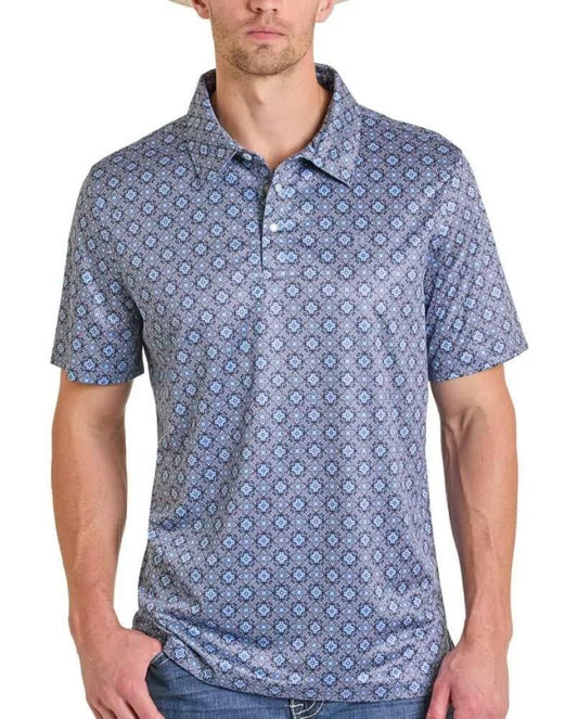 Panhandle Navy Geo Print Polo