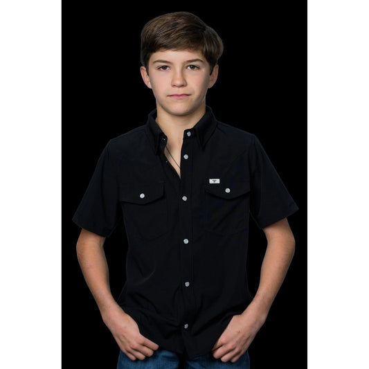 Ferrell Boy's Short Sleeve Snap Shirt Black