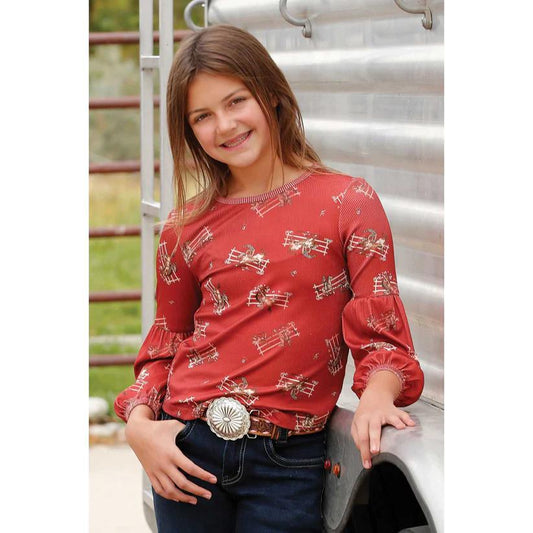 Cruel Denim Girls Red Rodeo Top