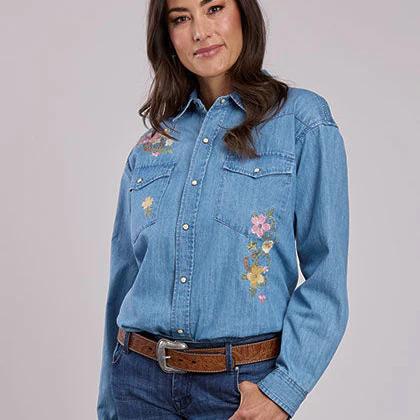 Stetson Floral Horseshoe Denim Shirt