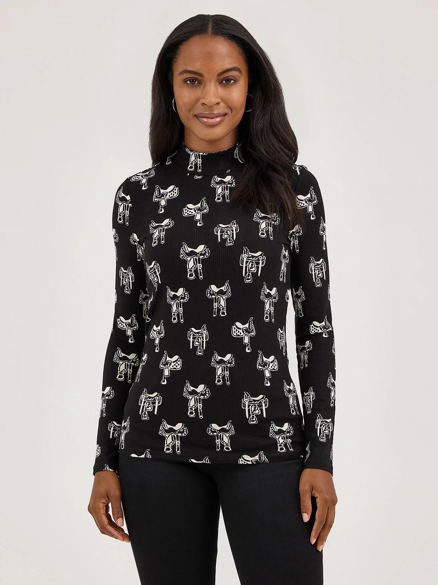 Wrangler Saddle Mock Neck Top
