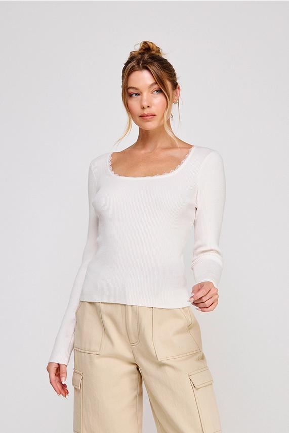 AR Ribbed Square Neck Top